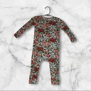 Posh Peanut Red and Green Floral One Piece EUC